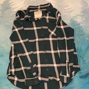 Garage green and white boyfriend fit flannel